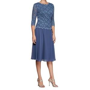 Alex Evenings Dress Faux Two-Piece Cocktail blue size 8